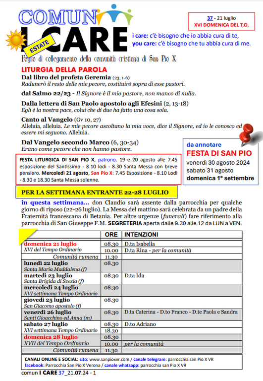 Comun I Care 21 Luglio